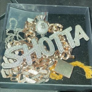 Gold and Silver Iced Out Shotta Necklace